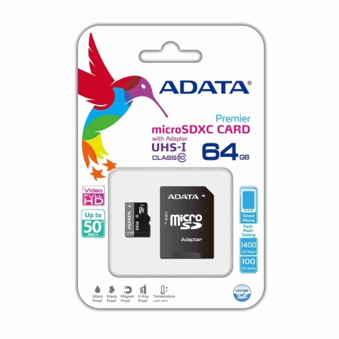 Memoria Micro SD ADATA 64GB CL10 AUSDX64GUICL10-RA1