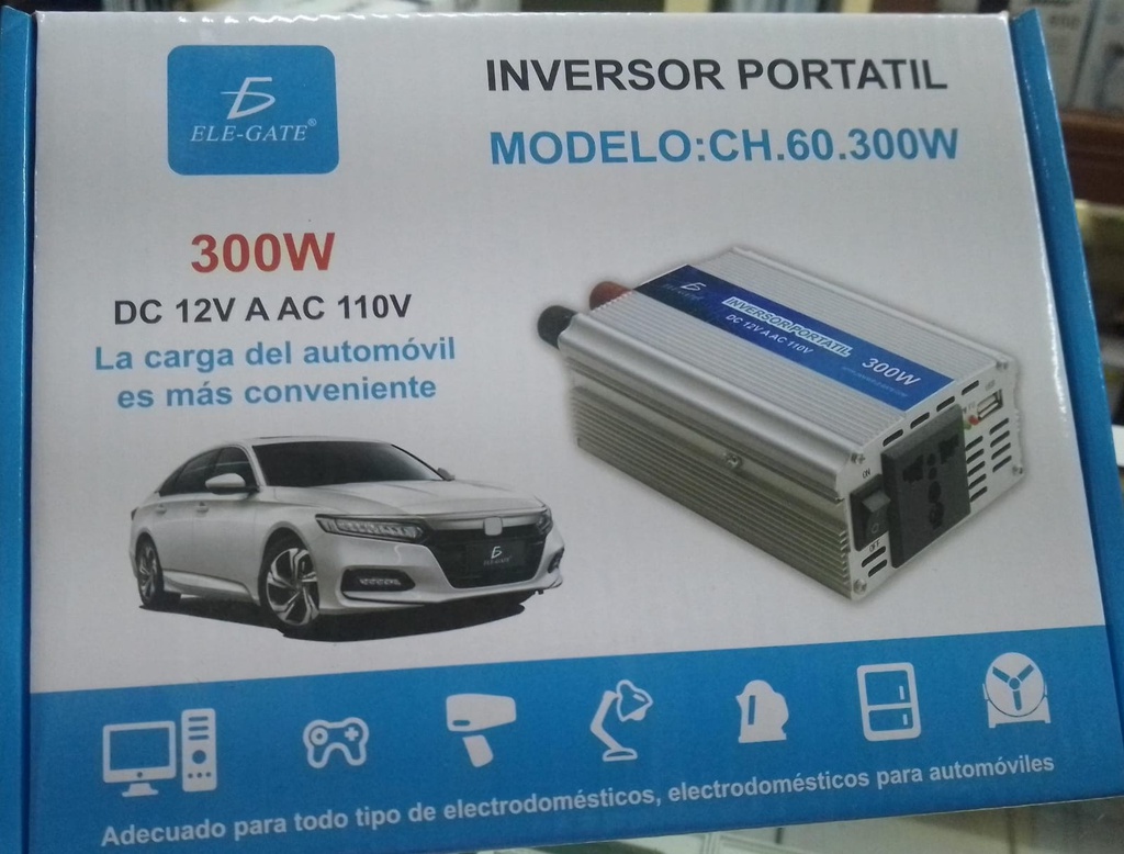 Inversor Portatil 300w DC 12V A AC 110V MOD. CH.60.300W