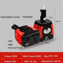 [ch.60.150w] inversor de voltaje 12v-120v 150w elegate